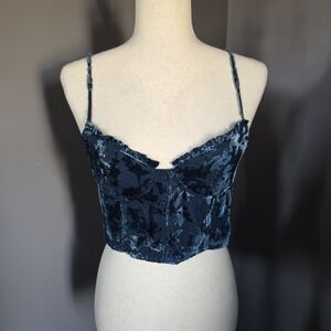 Altar'd State Dark Teal Velvet Bustier Top